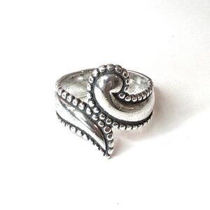 James Avery Silver Paisley Beaded Swirl Ring Sz 9